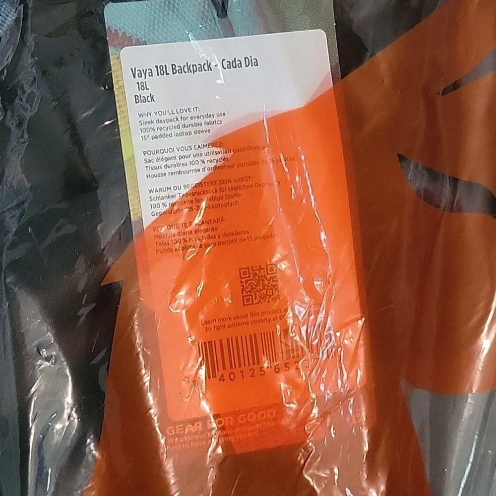 NWT cotopaxi Vaya 18L Backpack Cada Dia-Black